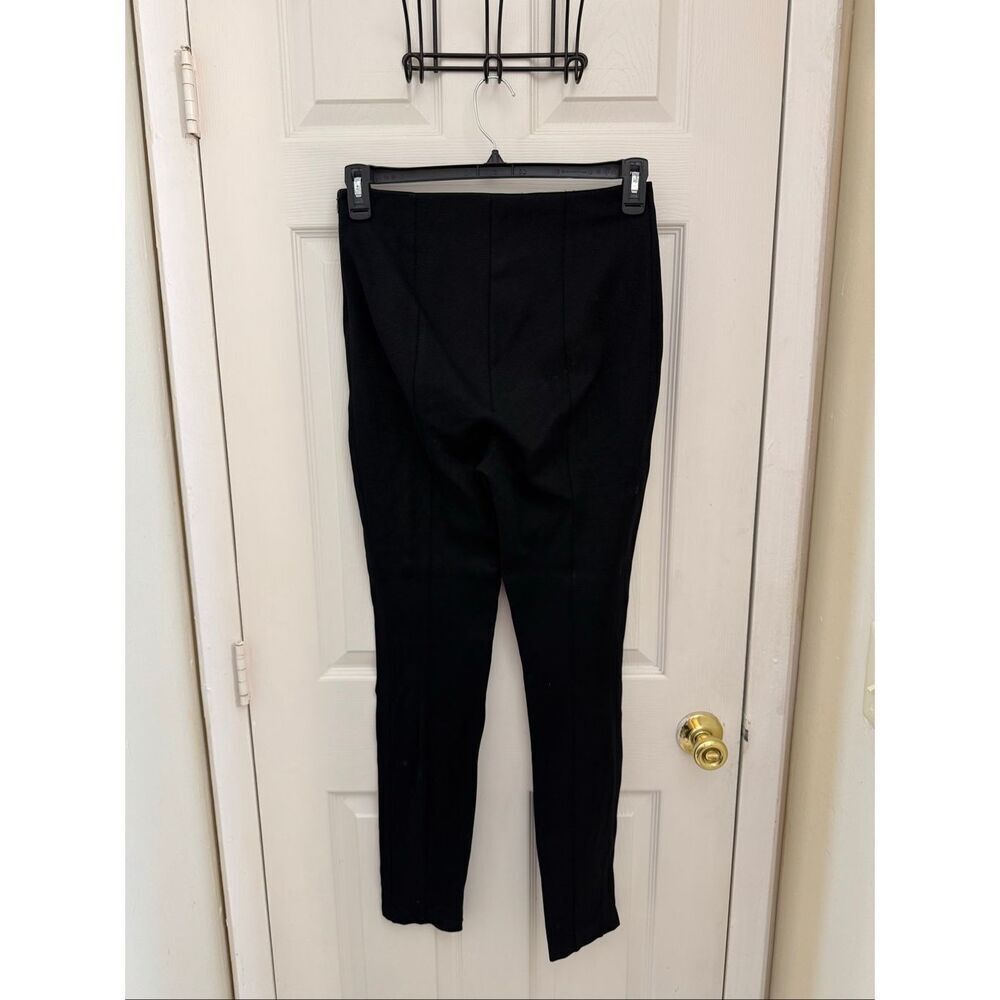 The Row Ribbed Pants Size Large Black Front Seam Skinny Slim Classic - Picture 3 of 9